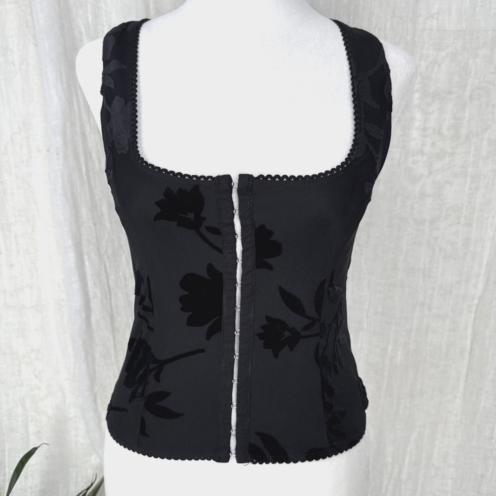 Velvet Burnout Corset Style Top S Whimsigoth Fairy Grunge Indie Vamp Witchy Y2K